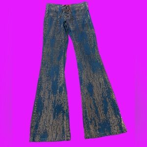 Y2K Vintage OUTLOOKS Stretch Flare Jeans With Brown Velvet Size 3